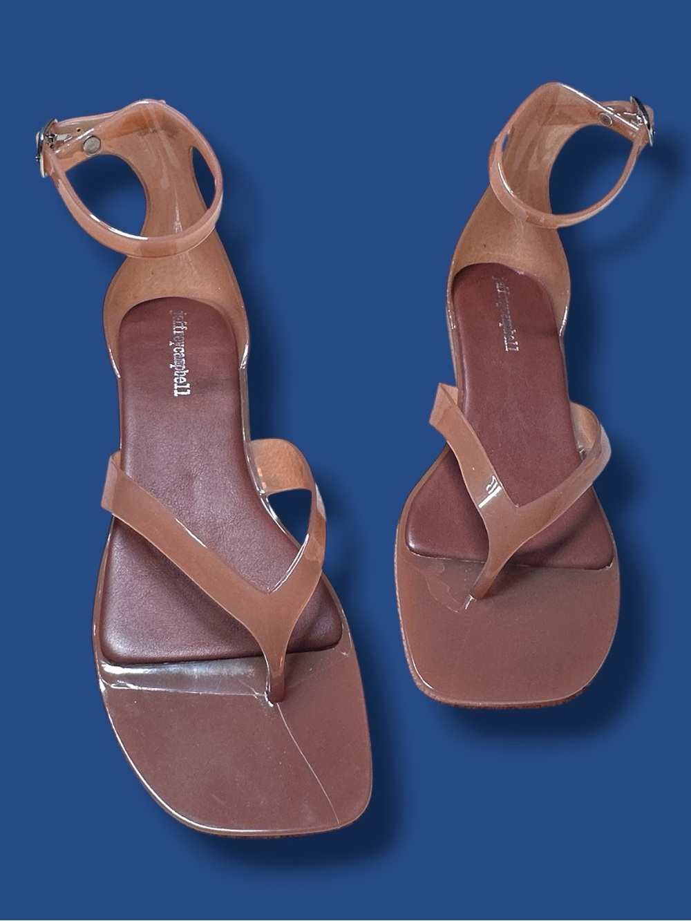 NWB Jefferey Campbell GUMMY-THG Kitten Heel Sandals in Caramel. Size 8 - Picture 3 of 11